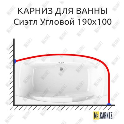 Карниз для ванны Radomir Сиэтл Угловой 190х100 Усиленный 20 мм MrKARNIZ