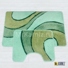 Комплект ковриков для ванной и туалета Линия зеленый