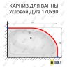 Карниз для ванной Угловой Асимметричный Дуга 170х90 Усиленный 20 мм фото 2